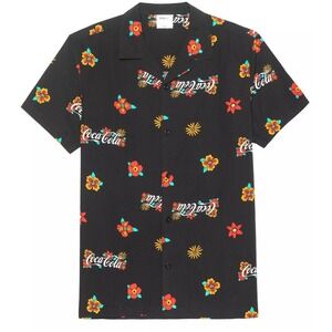 *NWOT* Vintage Coca Cola Floral Woven Button Down Shirt Men's Size LARGE